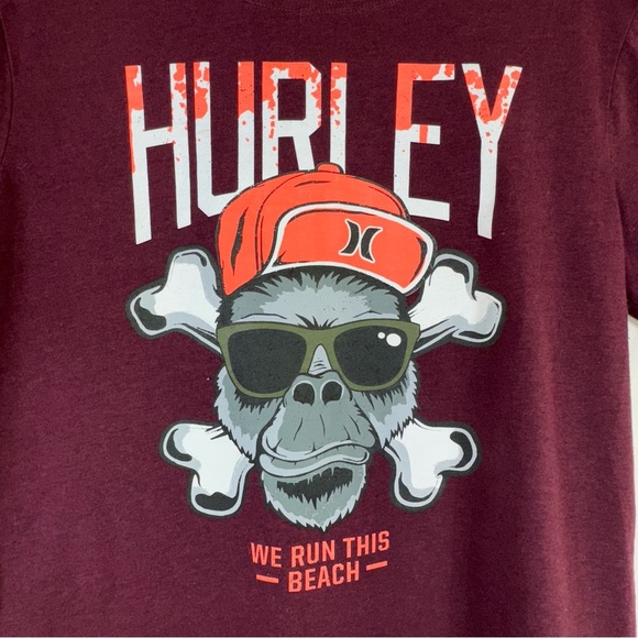 Hurley Boys Cool Ape & Crossbones We Run This Beach Tee - Picture 2 of 5